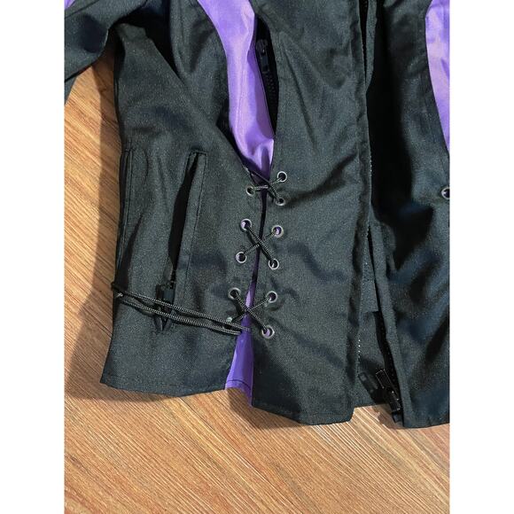 LADIES SZ L PURPLE BLACK BIKER JACKET HARLEY QUINN JOKER COSPLAY CORSET Y2K PUNK - Picture 9 of 13